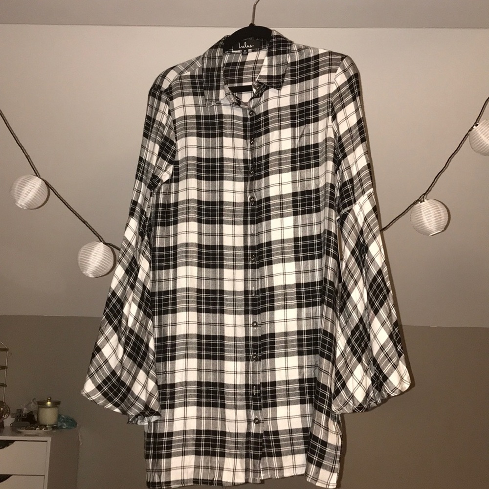 Bell Sleeve Flannel Dress